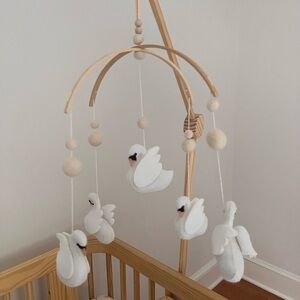 Wooden Swan Baby Mobile